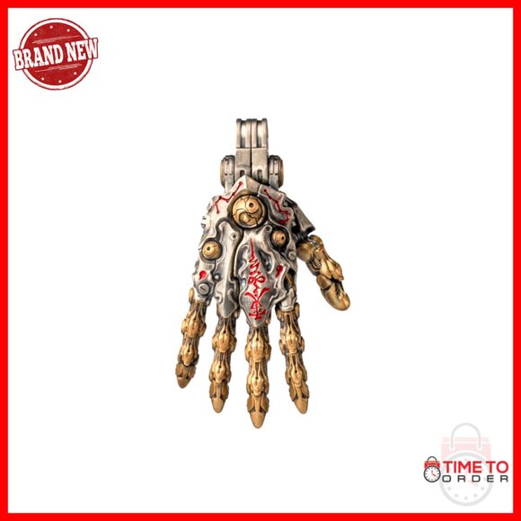 Jewelry - Mechanical Hand Pendant with Movable Fingers, Brass & White Bronze Sculpture